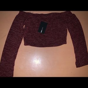 Fashion Nova Crop-top sweater burgundy Medium